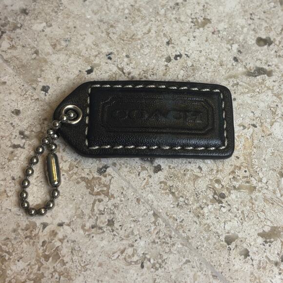 COACH Black Leather Replacement Purse Handbag Hang Tag Silver Tone Hardware - Picture 1 of 2